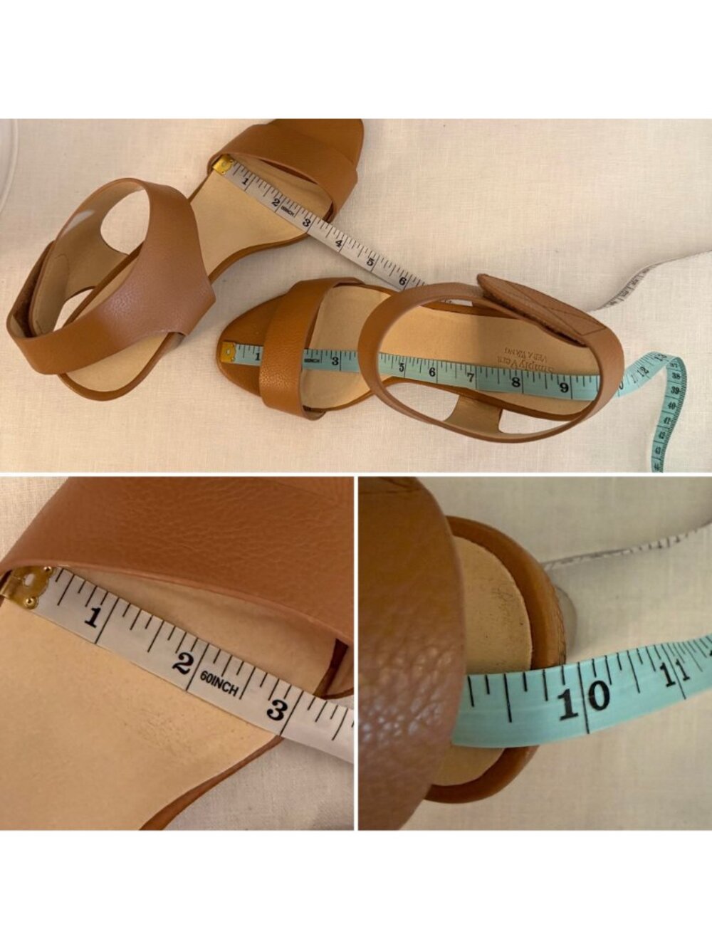 Simply Vera Vera Wang Size 8 Cognac Block Heel Sandals Ankle Strap With Box - Picture 14 of 16